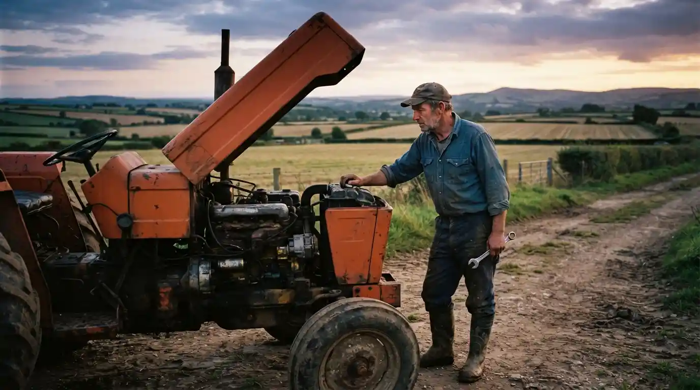 Farmer_repairing_tractor_on_track kioti ck3510 problems